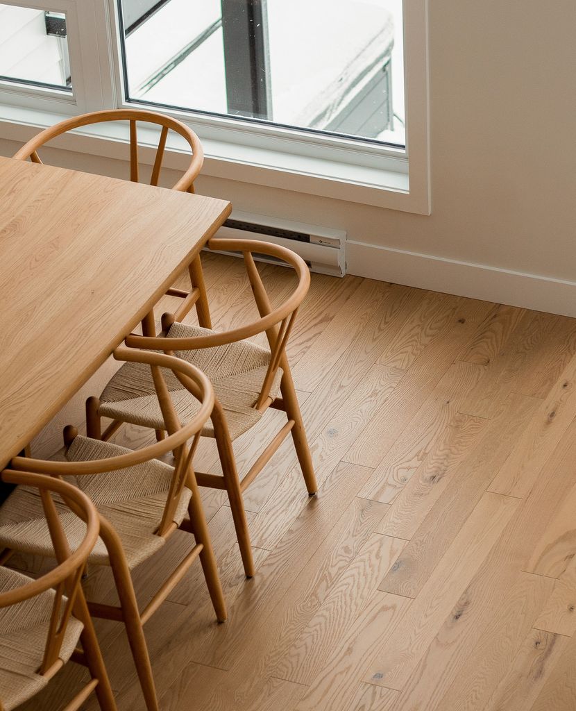 Natural hardwood floor in a dining room
